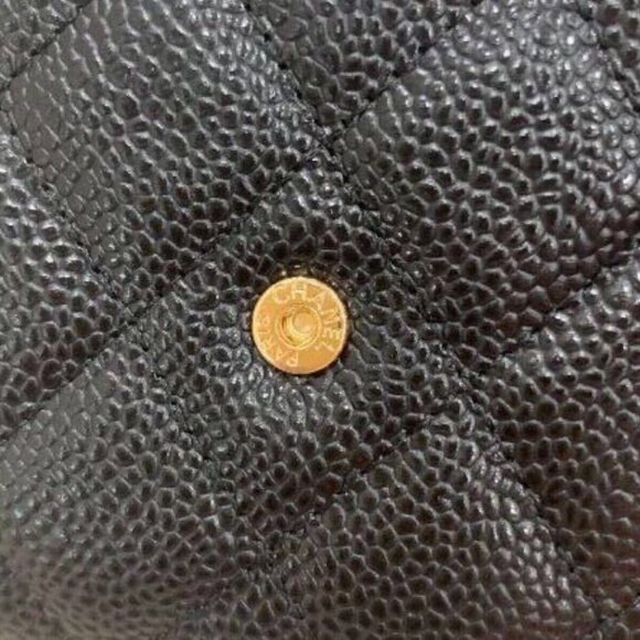 Chanel Caviar Quilted Compact Wallet in Black Leather Mini Classic Flap TriFold - Picture 7 of 7